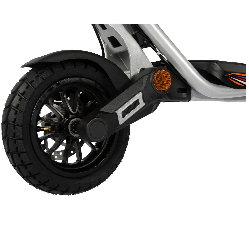 KuKirin A1 scooter front wheel with 10-inch vacuum tire, disc brake, and side reflector for safety