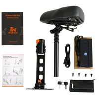 Complete accessories set for KuKirin G2 Pro scooter, including shock seat, charger, user manual, assembly tools, spare screws and safety keys