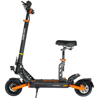 Full side view of KuKirin G2 Pro electric scooter equipped with adjustable spring seat, foldable lightweight city transport with dual shock absorption