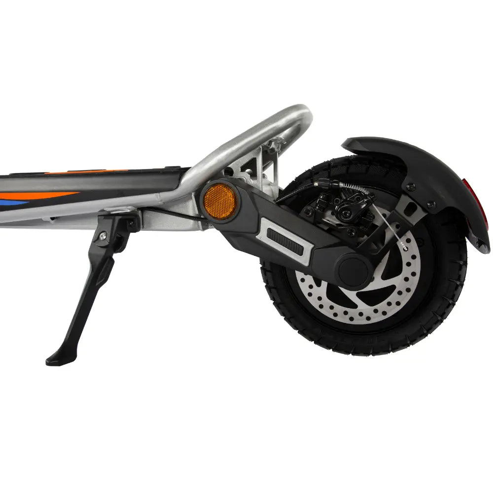 KuKirin A1 scooter rear wheel with disc brake system, motor, and rugged vacuum tire for stable rides